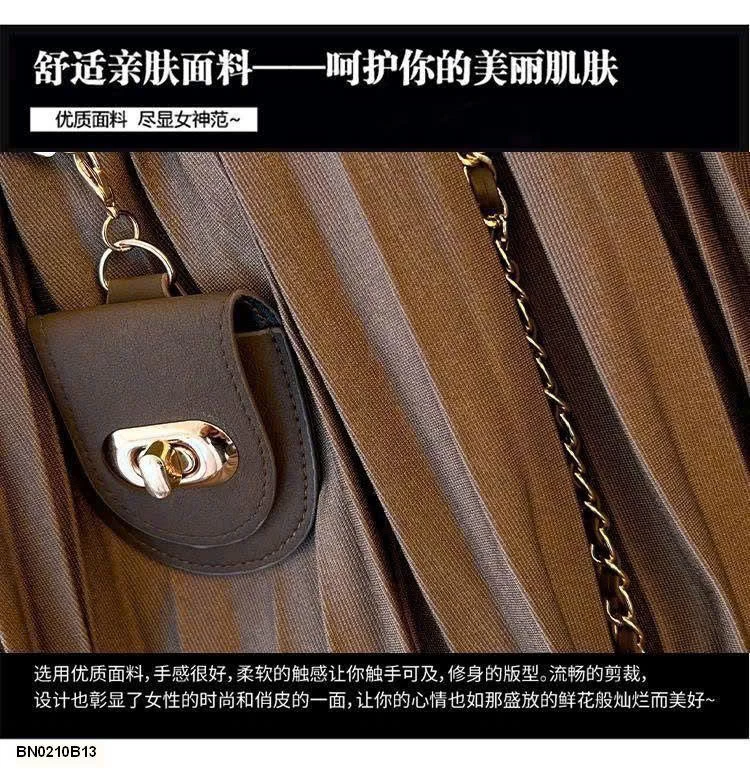 CHÂN VÁY XẾP LY DÁNG DÀI KÈM ĐAI