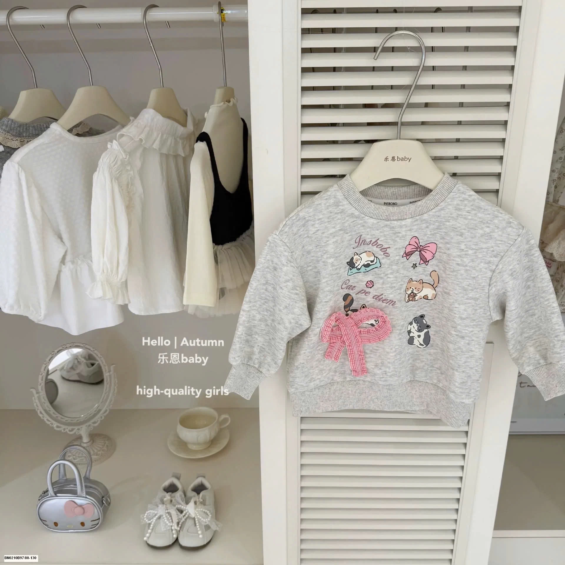 SET ÁO NỈ NƠ  MÈO XÁM