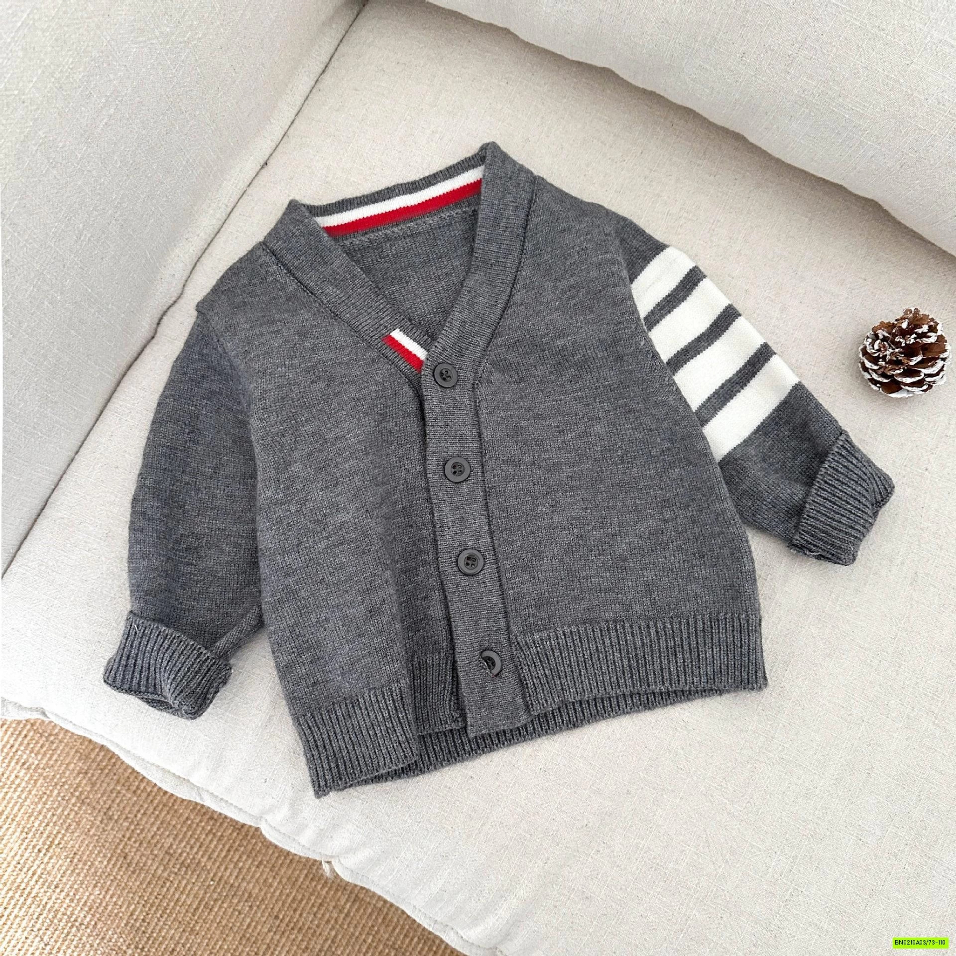 CARDIGAN LEN KẺ TAY SZ NHÍ