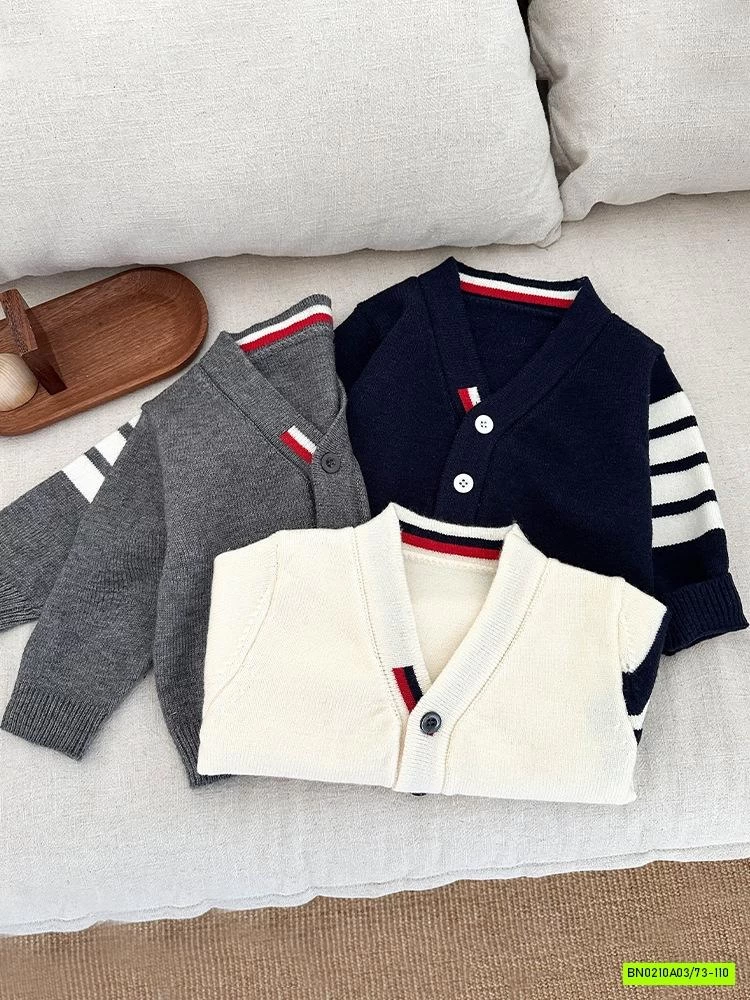 CARDIGAN LEN KẺ TAY SZ NHÍ