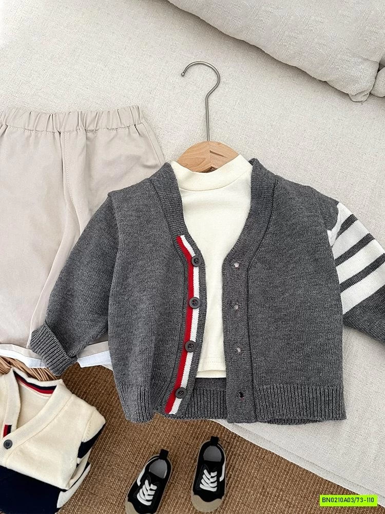 CARDIGAN LEN KẺ TAY SZ NHÍ