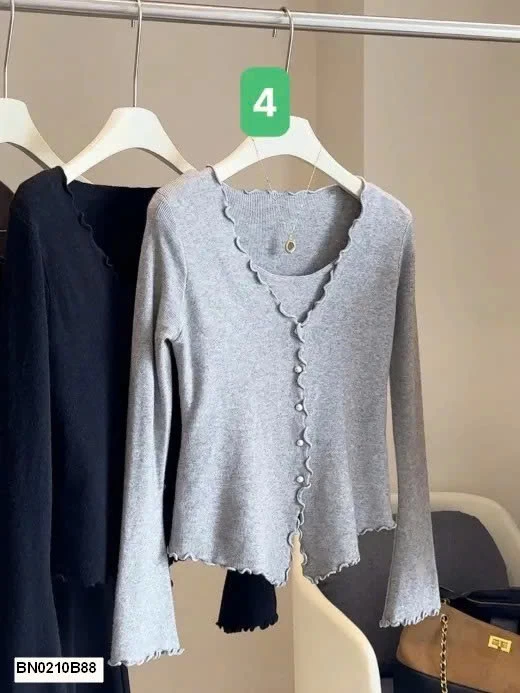 ÁO LEN DỆT KIM VIỀN BÈO GIẢ 2 MẢNH ANNA