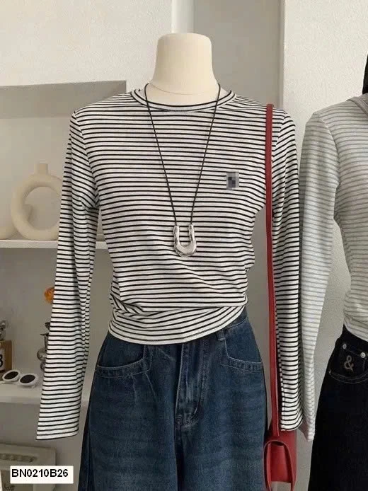 ÁO THUN KẺ DÀI TAY CHO NỮ