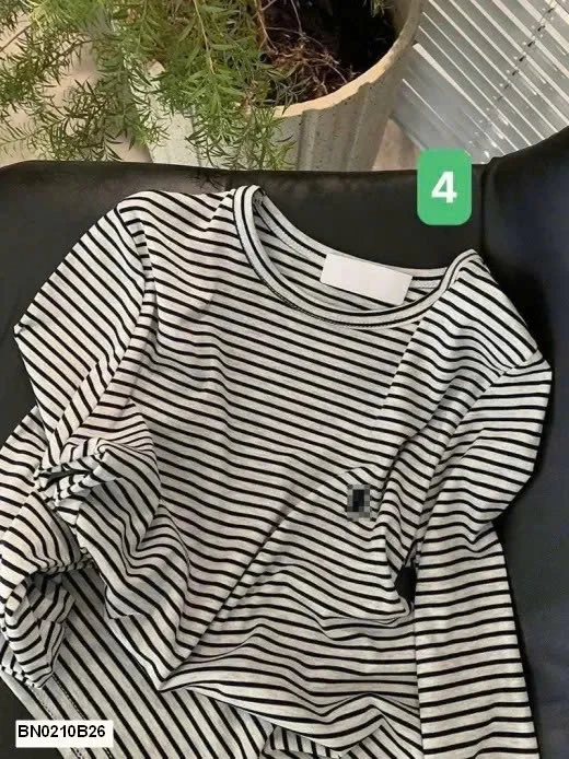 ÁO THUN KẺ DÀI TAY CHO NỮ