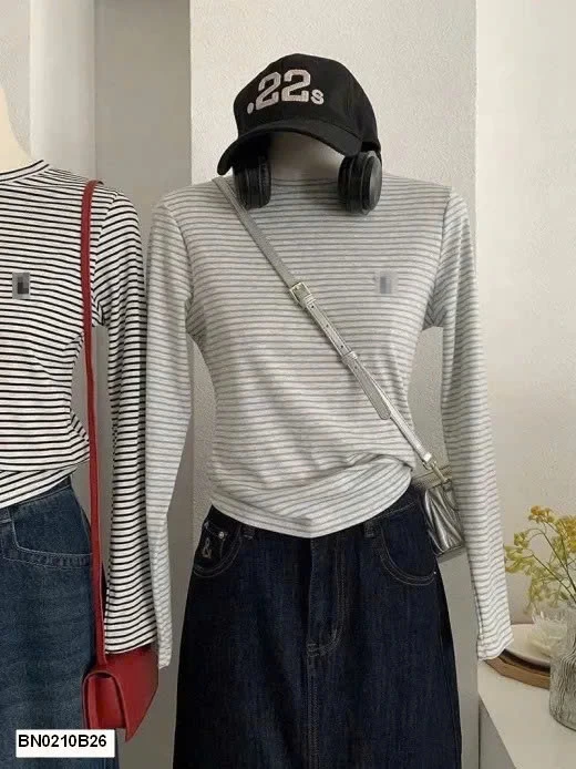 ÁO THUN KẺ DÀI TAY CHO NỮ