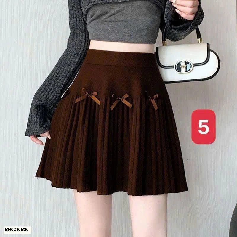 CHÂN VÁY XẾP LY MIX NƠ