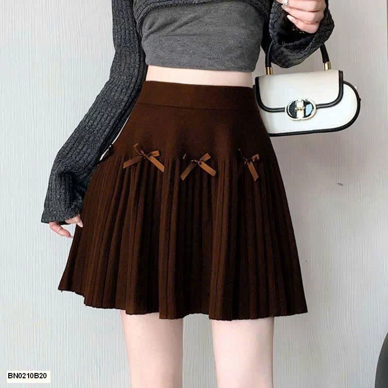 CHÂN VÁY XẾP LY MIX NƠ