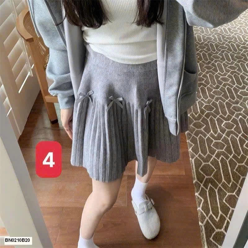 CHÂN VÁY XẾP LY MIX NƠ