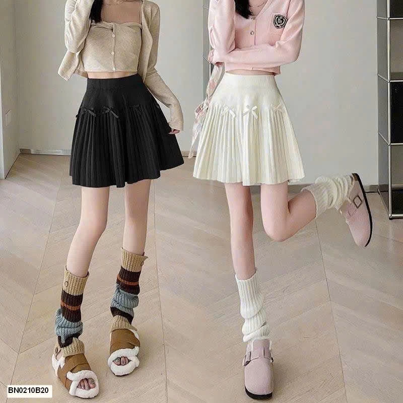 CHÂN VÁY XẾP LY MIX NƠ