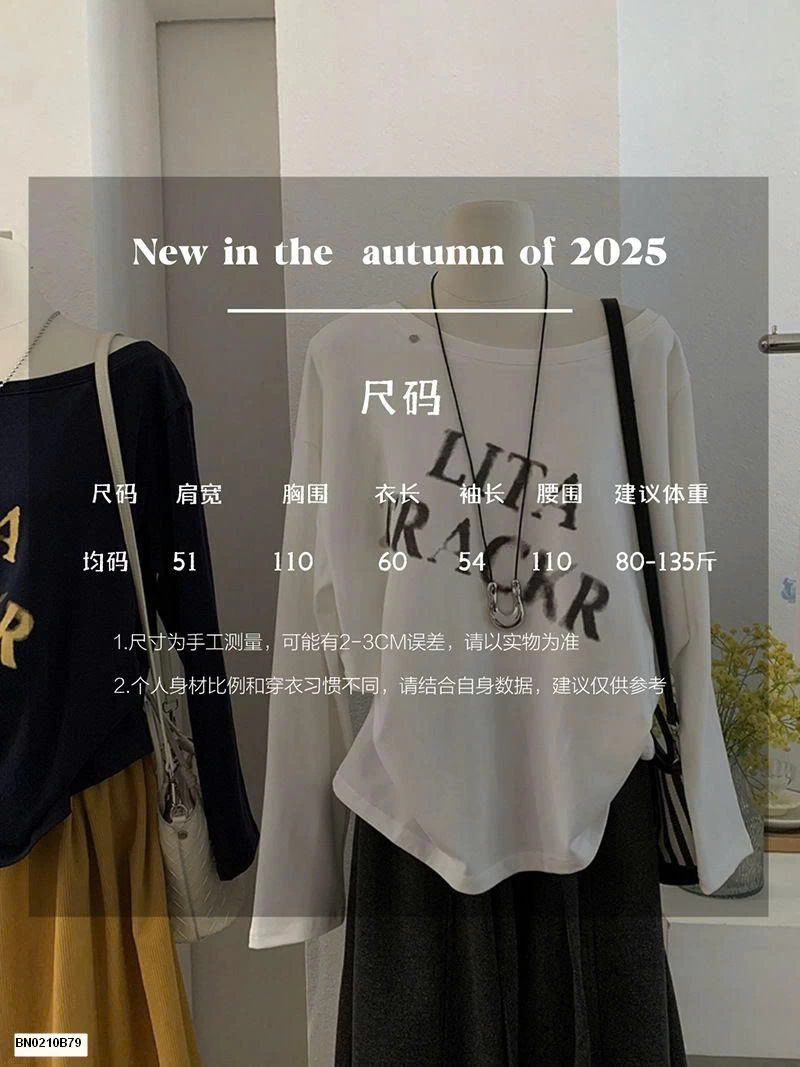 ÁO THUN DÀI TAY LỆCH VAI IN CHỮ CHO NỮ