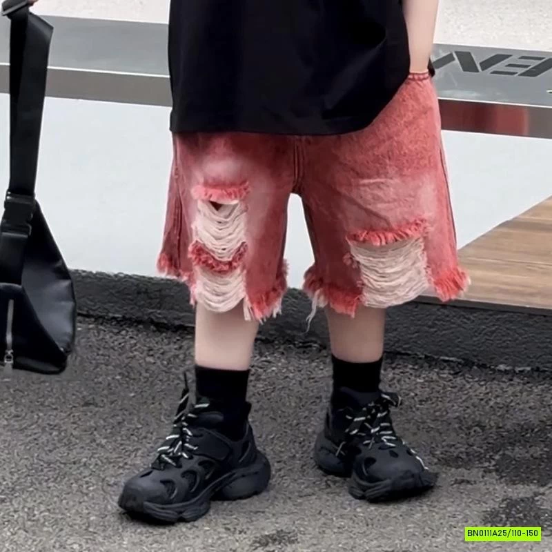 SHORT JEANS RÁCH ĐỎ JIMMY