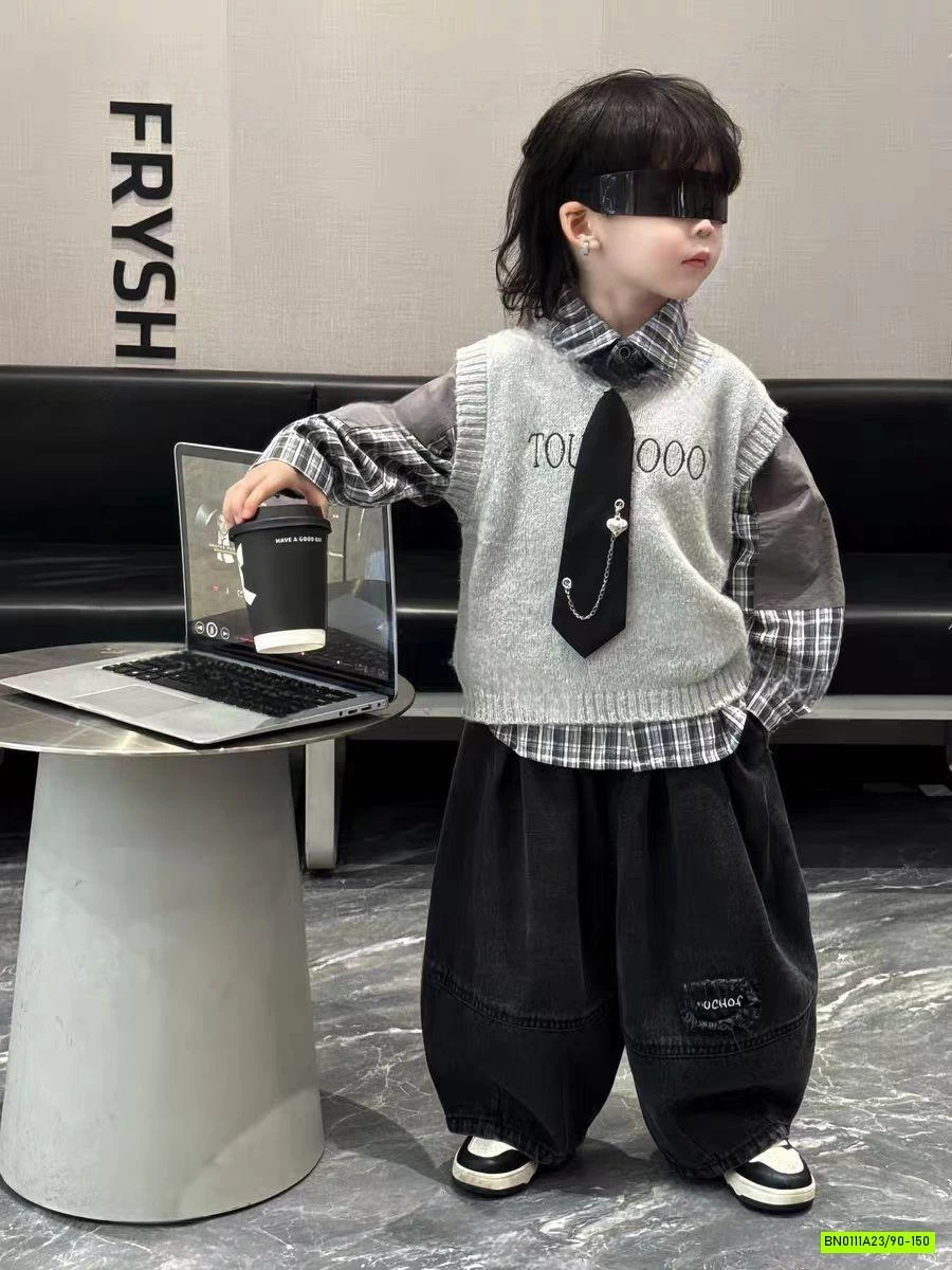 SƠ MI CARO KÈM CÀ VẠT MIX BAGGY