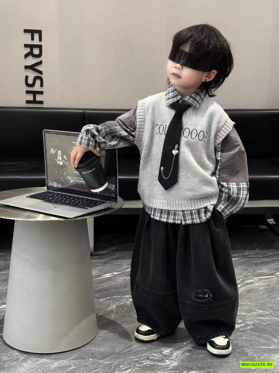 SƠ MI CARO KÈM CÀ VẠT MIX BAGGY