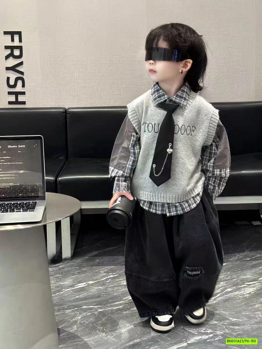 SƠ MI CARO KÈM CÀ VẠT MIX BAGGY