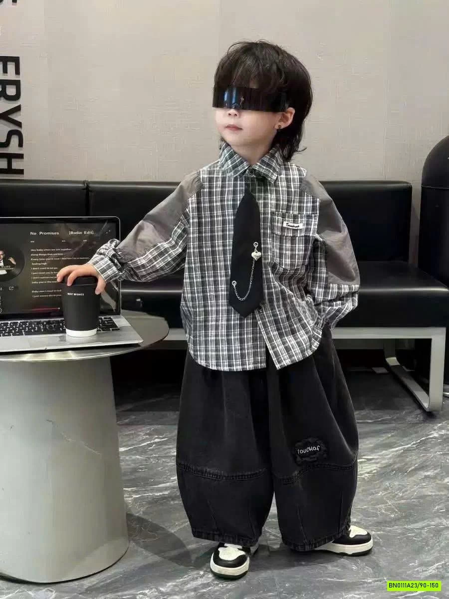 SƠ MI CARO KÈM CÀ VẠT MIX BAGGY