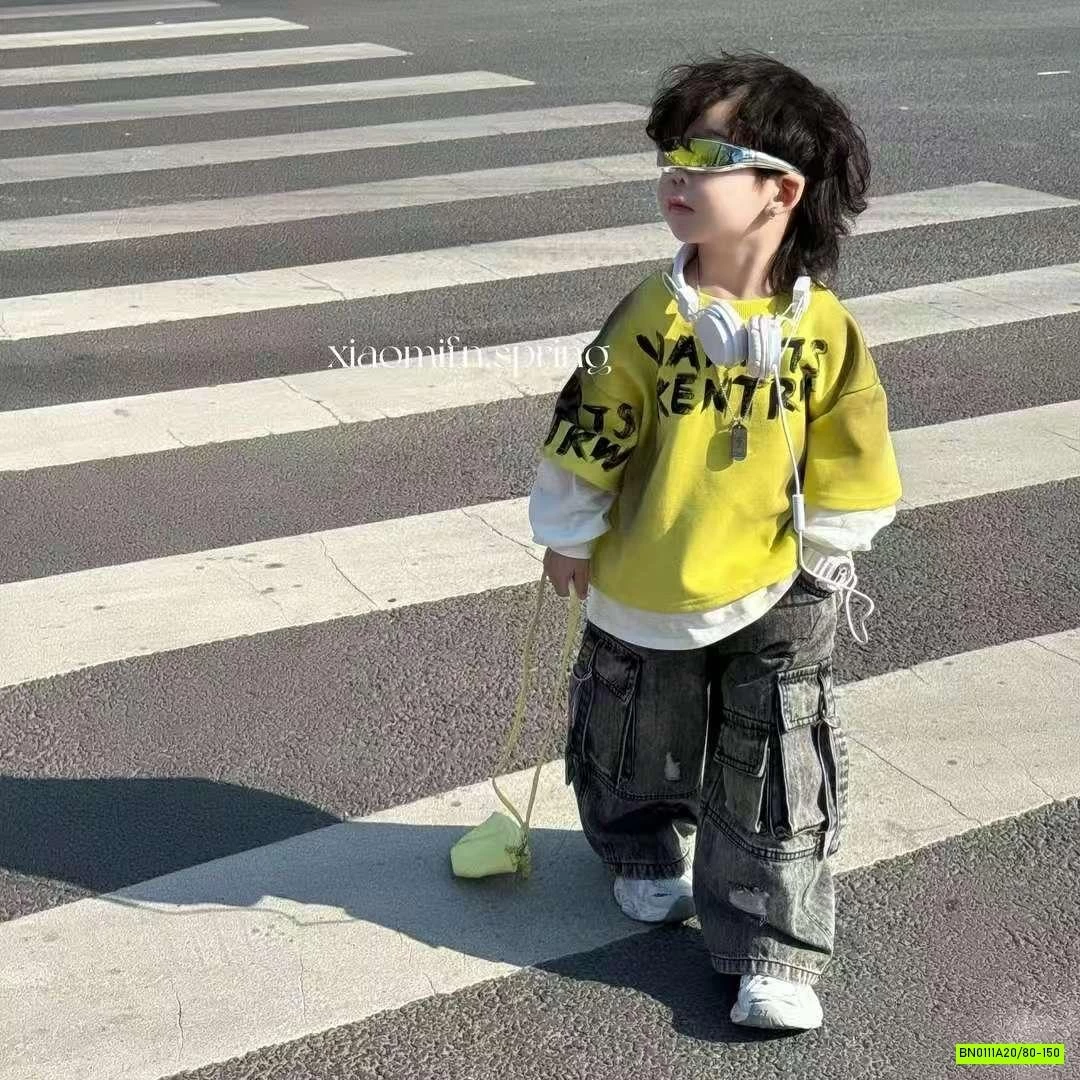 ÁO THUN GIẢ 2 LỚP MIX JEANS TÚI HỘP