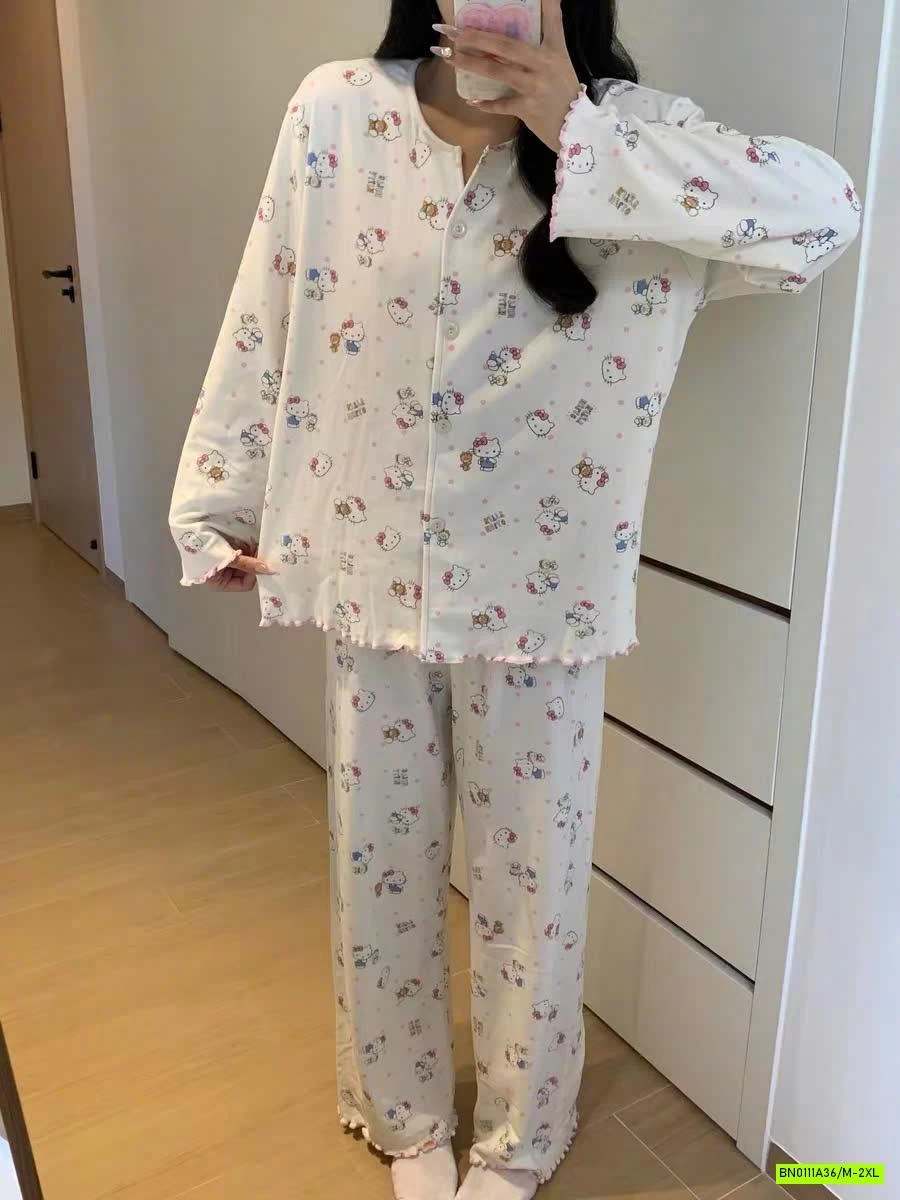 PIZAMA COTTON NỈ ẤM DỄ THƯƠNG NỮ