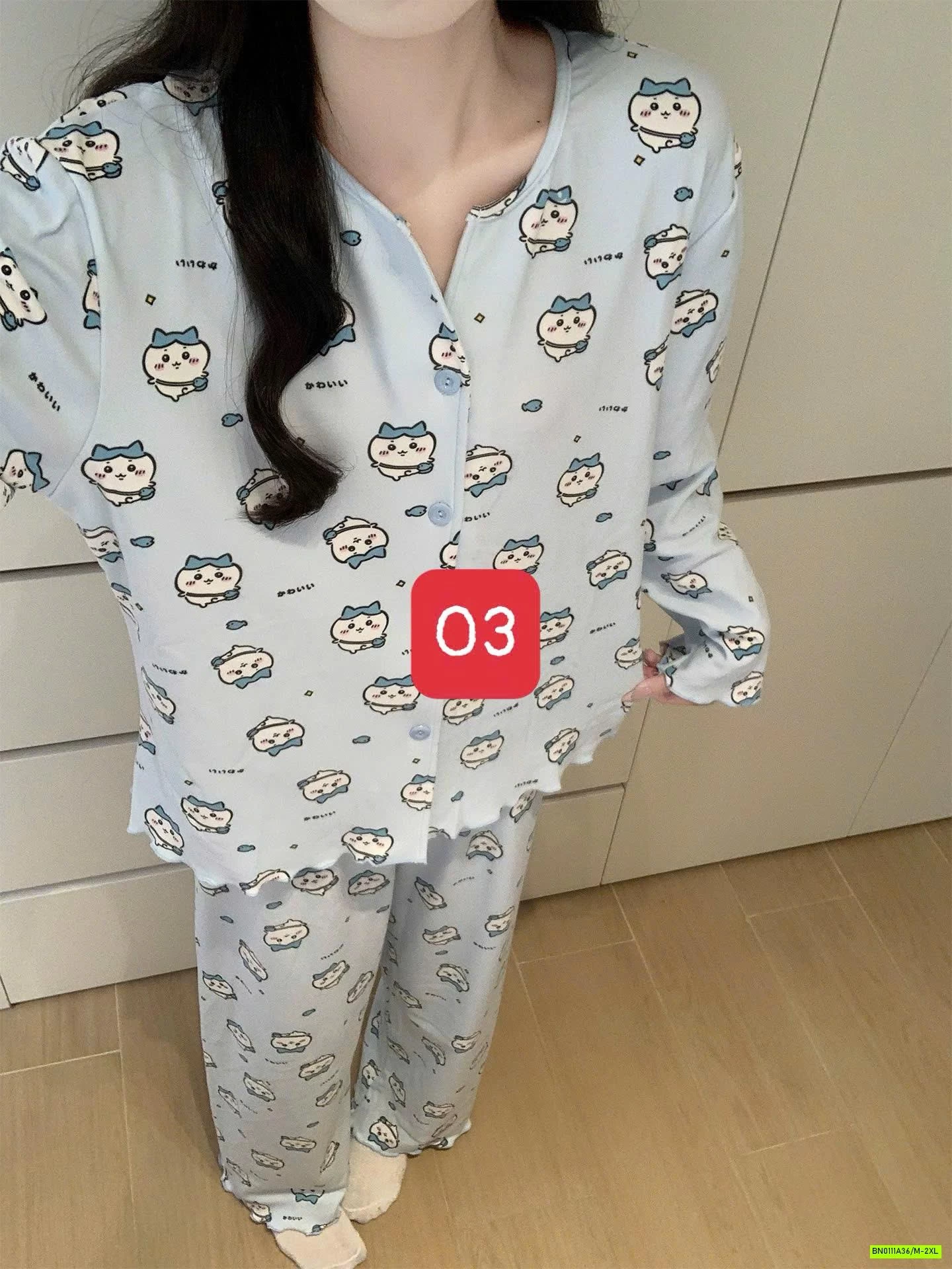 PIZAMA COTTON NỈ ẤM DỄ THƯƠNG NỮ