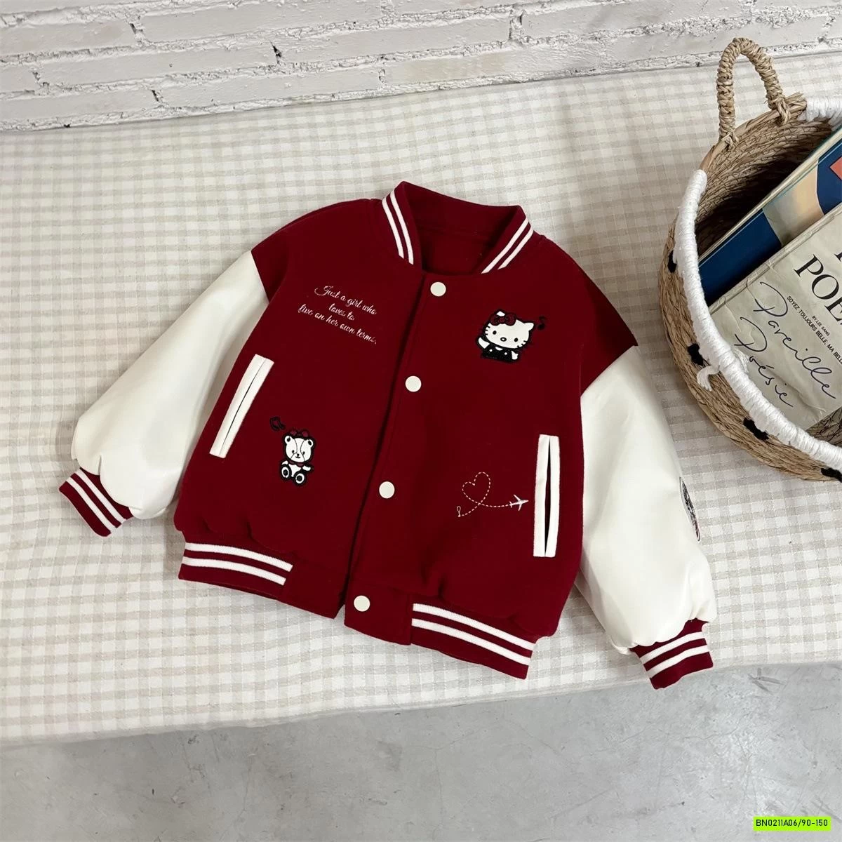 BOMBER NỈ BÔNG ĐỎ KITTY