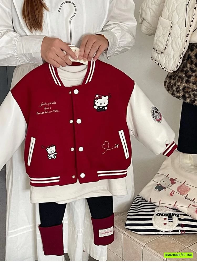 BOMBER NỈ BÔNG ĐỎ KITTY