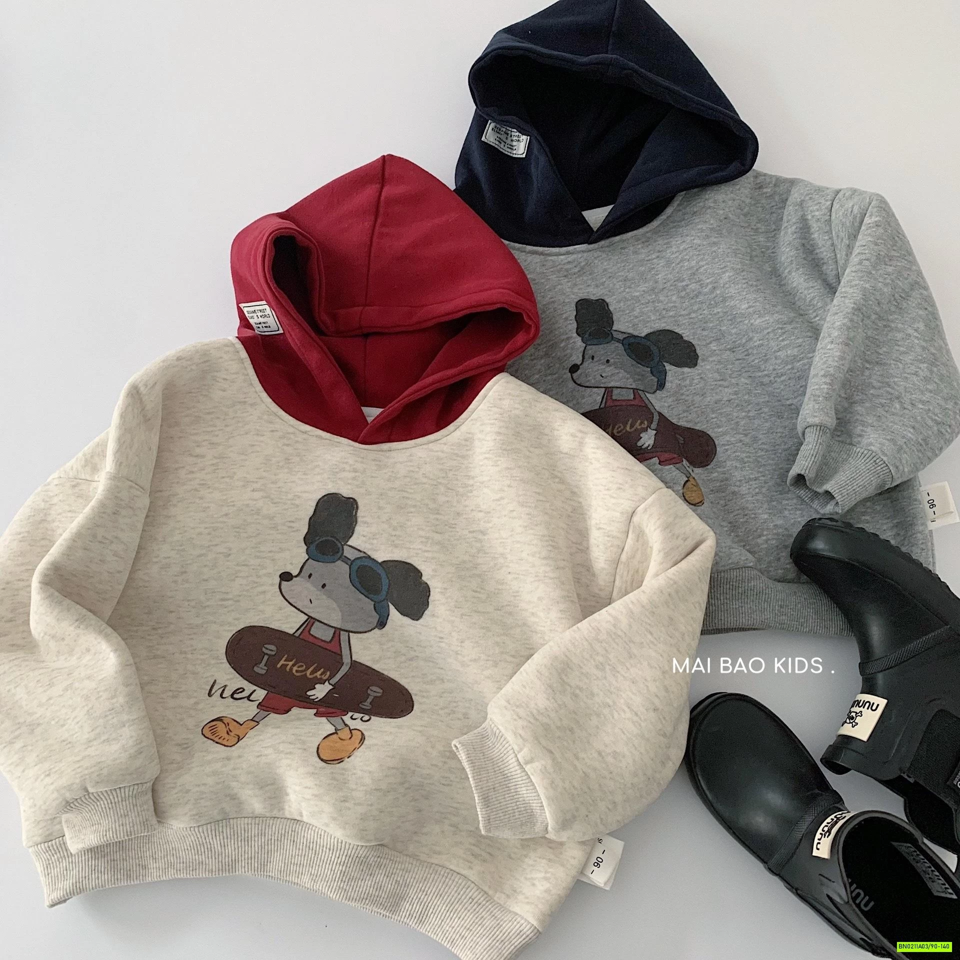 HOODIE PHỐI MÀU MŨ LÓT LÔNG CỪU MAIBAO