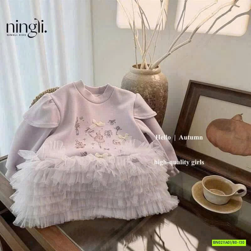 Đầm nỉ phối chân voan tím Ningli