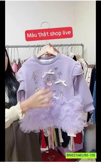 Đầm nỉ phối chân voan tím Ningli