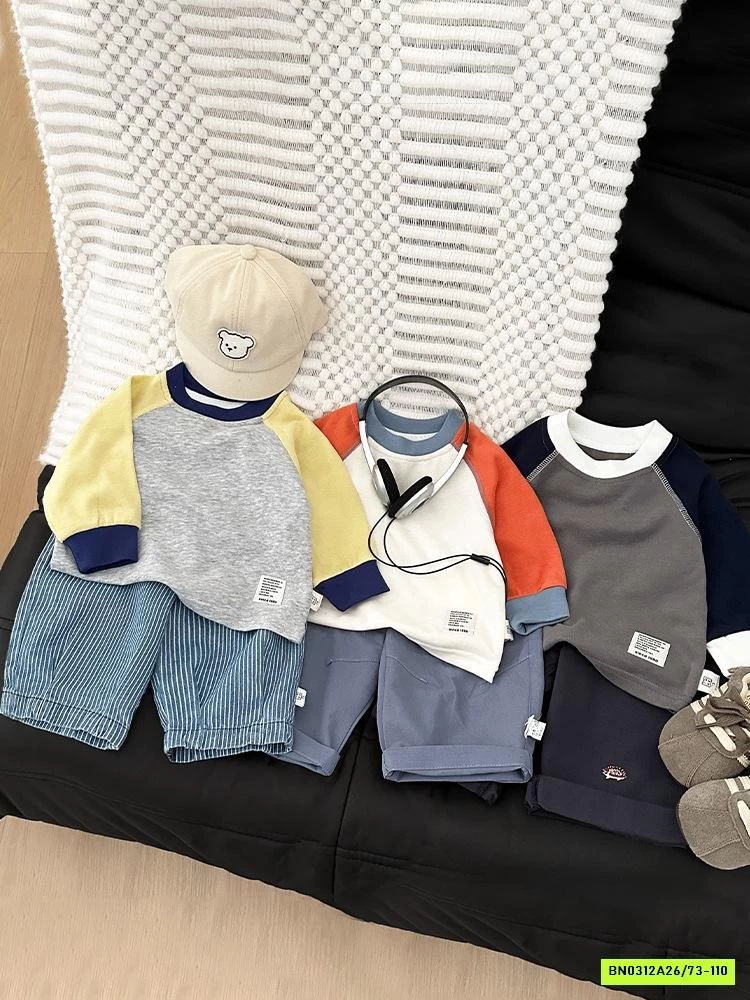 ÁO THUN PHỐI MÀU TAY NHÍ