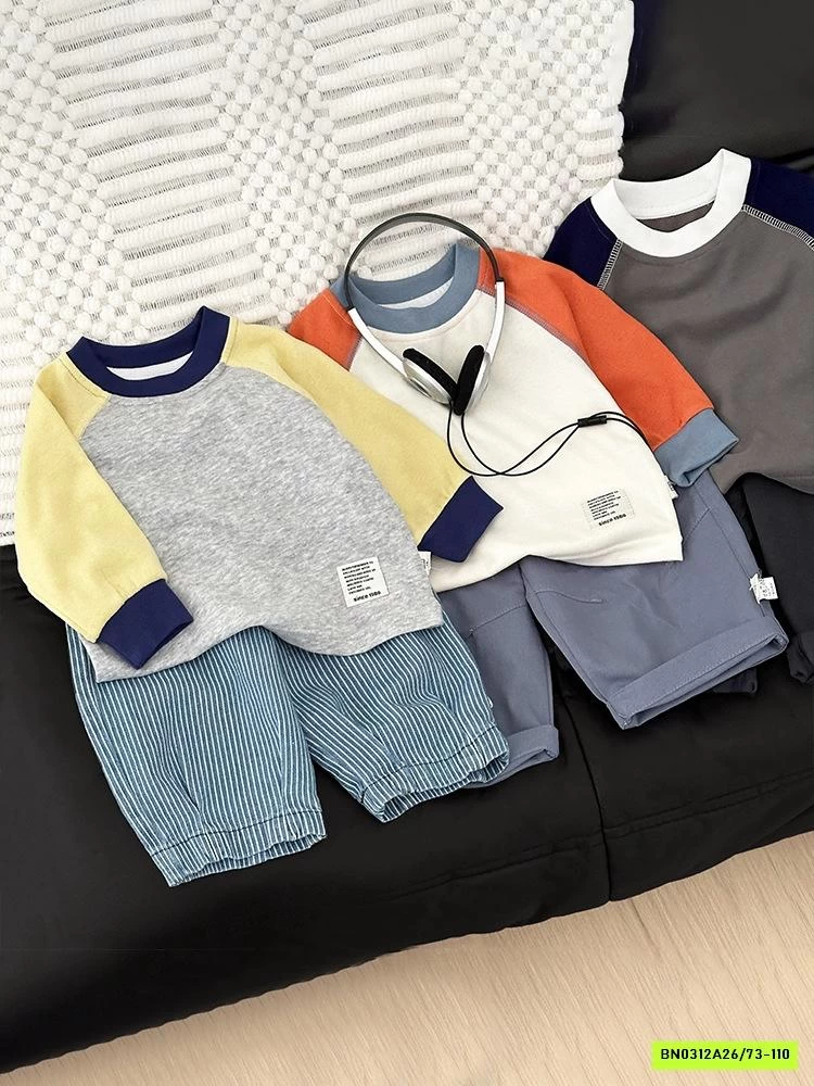 ÁO THUN PHỐI MÀU TAY NHÍ