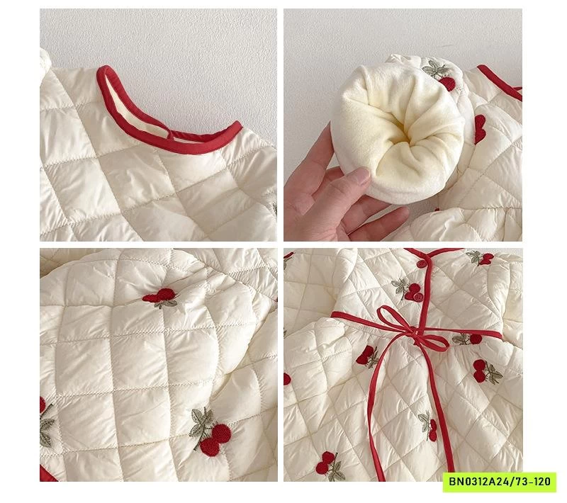 ĐẦM PHAO THÊU CHERRY LÓT NHUNG