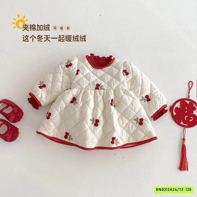 ĐẦM PHAO THÊU CHERRY LÓT NHUNG