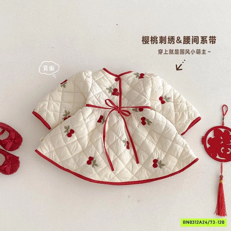 ĐẦM PHAO THÊU CHERRY LÓT NHUNG