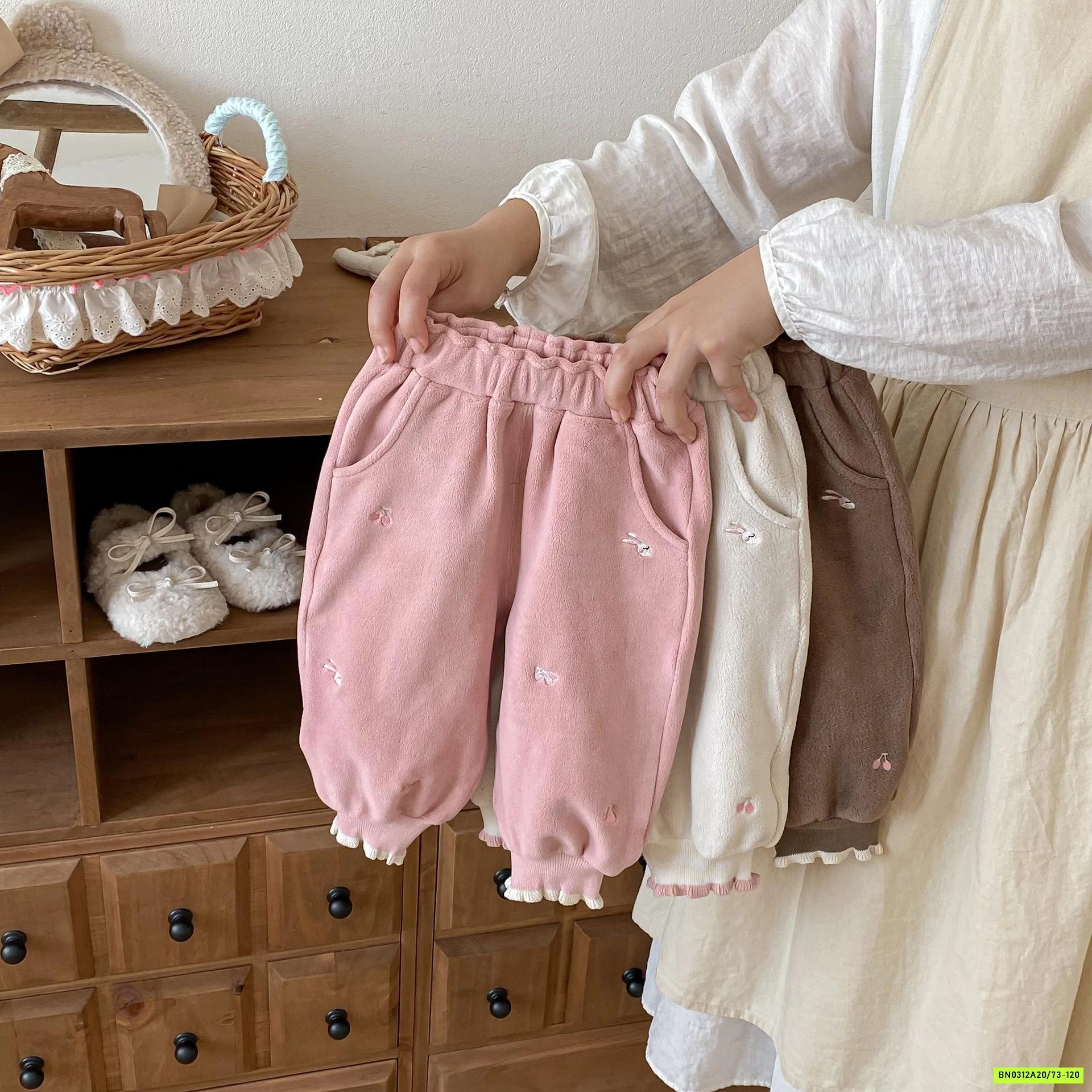 QUẦN NỈ NHUNG 2 LỚP BO GẤU SZ NHÍ