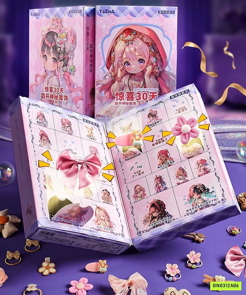 HỘP 30 TÚI MÙ PHỤ KIỆN TÓC CHO BÉ