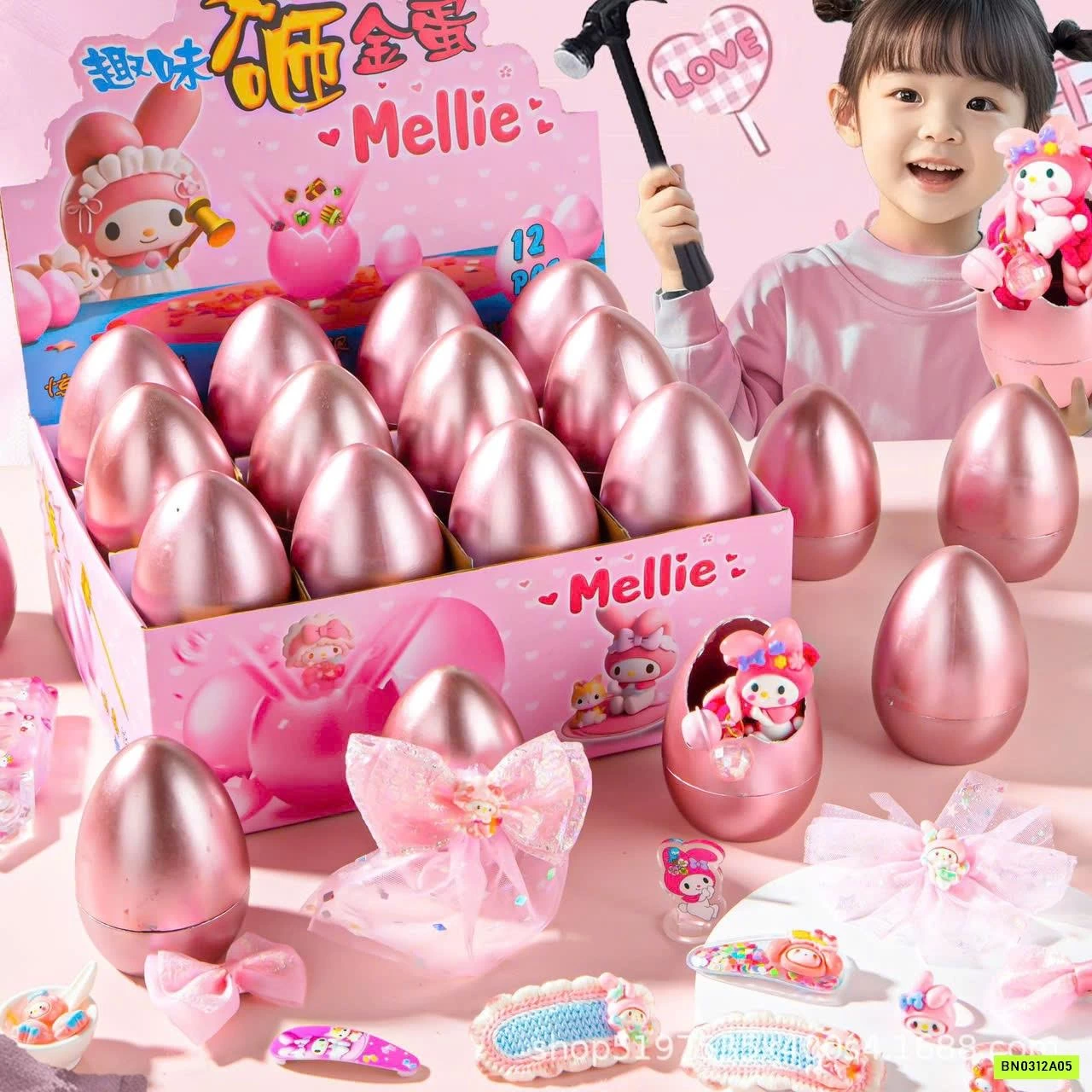 SÉT 12/24 TÚI MÙ TRỨNG HỒNG CHO BÉ