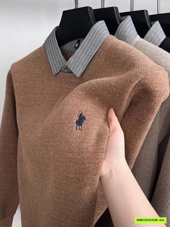 ÁO NỈ NAM PHỐI CỔ SƠ MI LÓT NHUNG