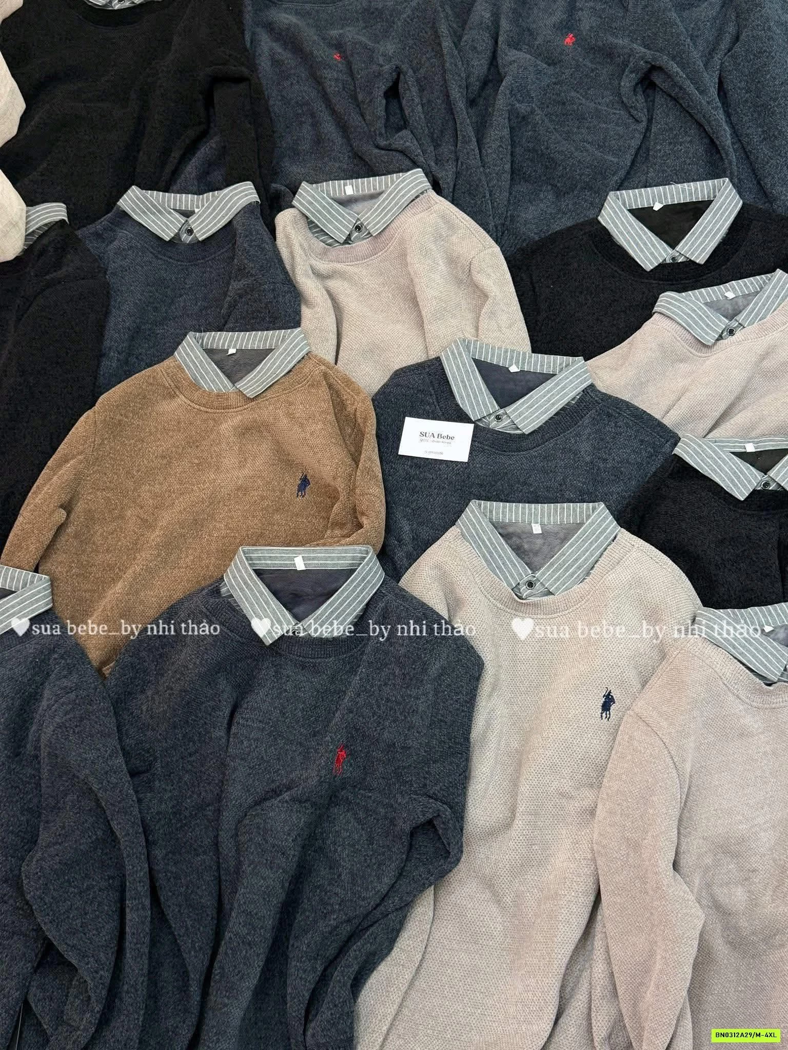 ÁO NỈ NAM PHỐI CỔ SƠ MI LÓT NHUNG