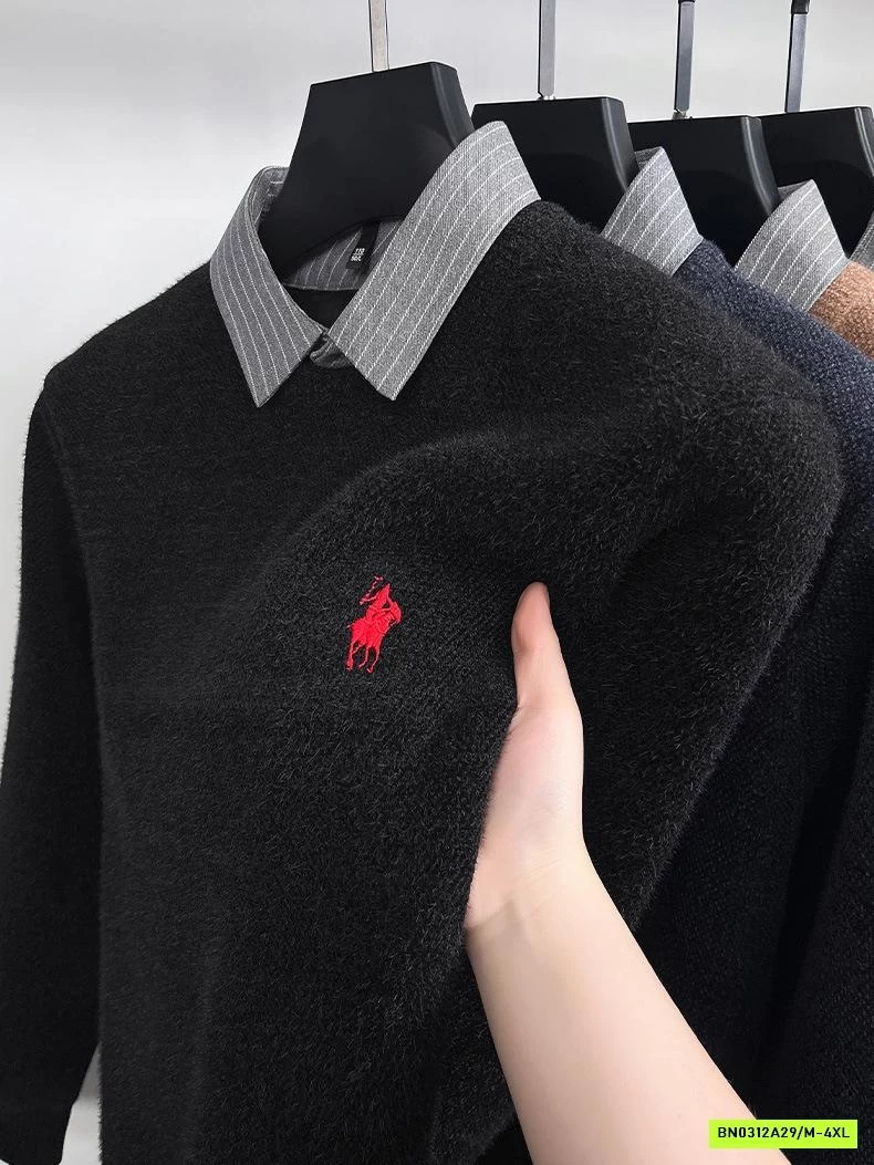 ÁO NỈ NAM PHỐI CỔ SƠ MI LÓT NHUNG