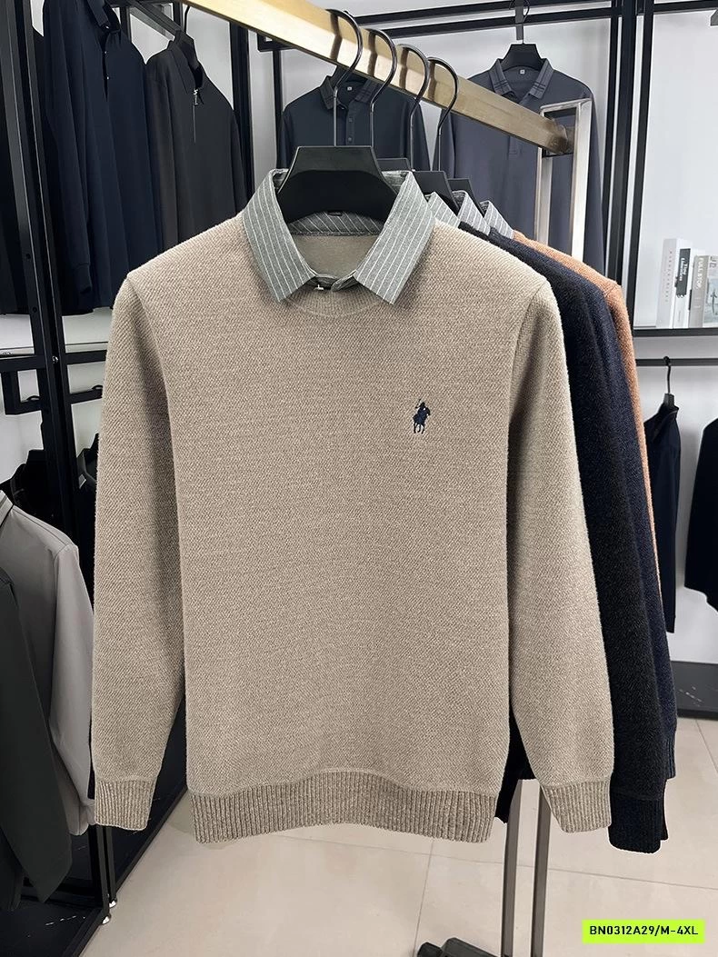 ÁO NỈ NAM PHỐI CỔ SƠ MI LÓT NHUNG