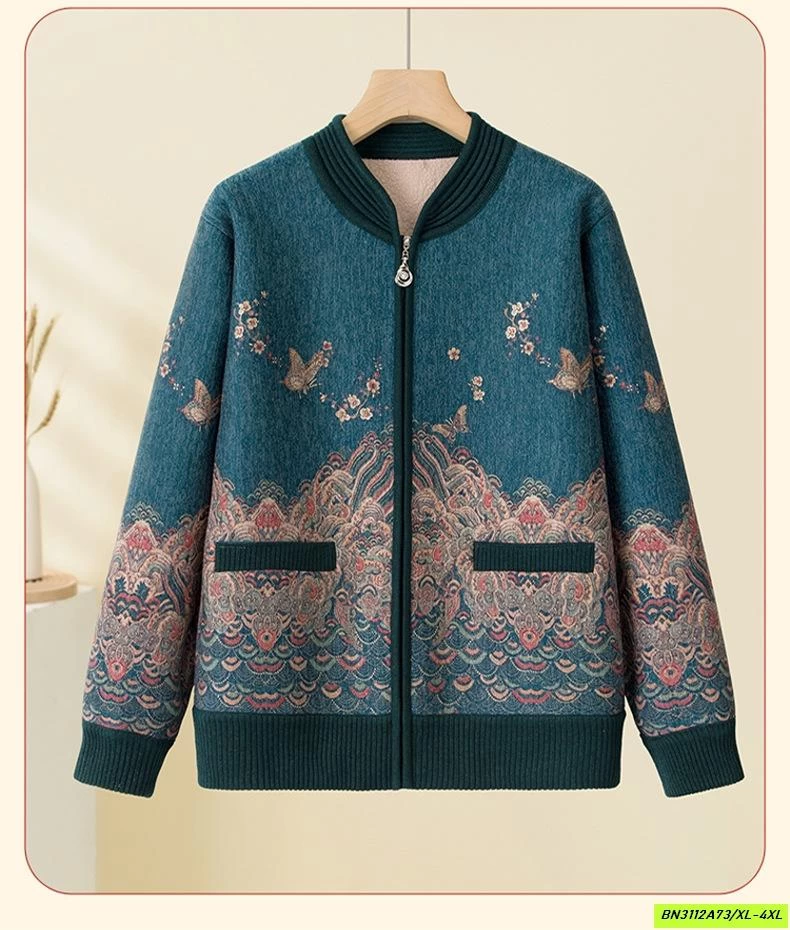 KHOÁC TRUNG NIÊN LÓT NHUNG HỌA TIẾT