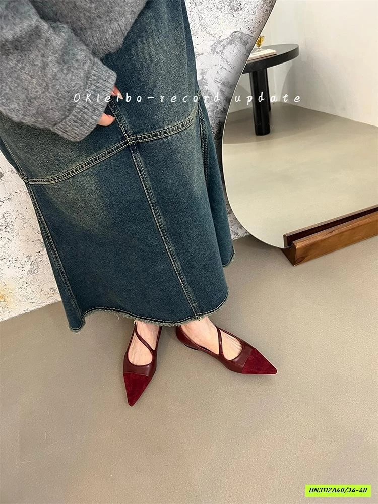 GIÀY BỆT PHỐI NHUNG MŨI NHỌN NỮ