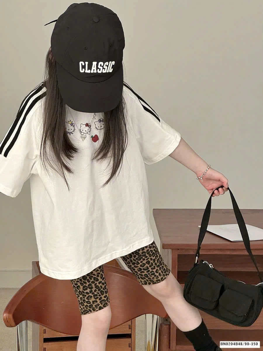 SÉT QUẦN LEG DA BÁO MIX ÁO THUN KITTY