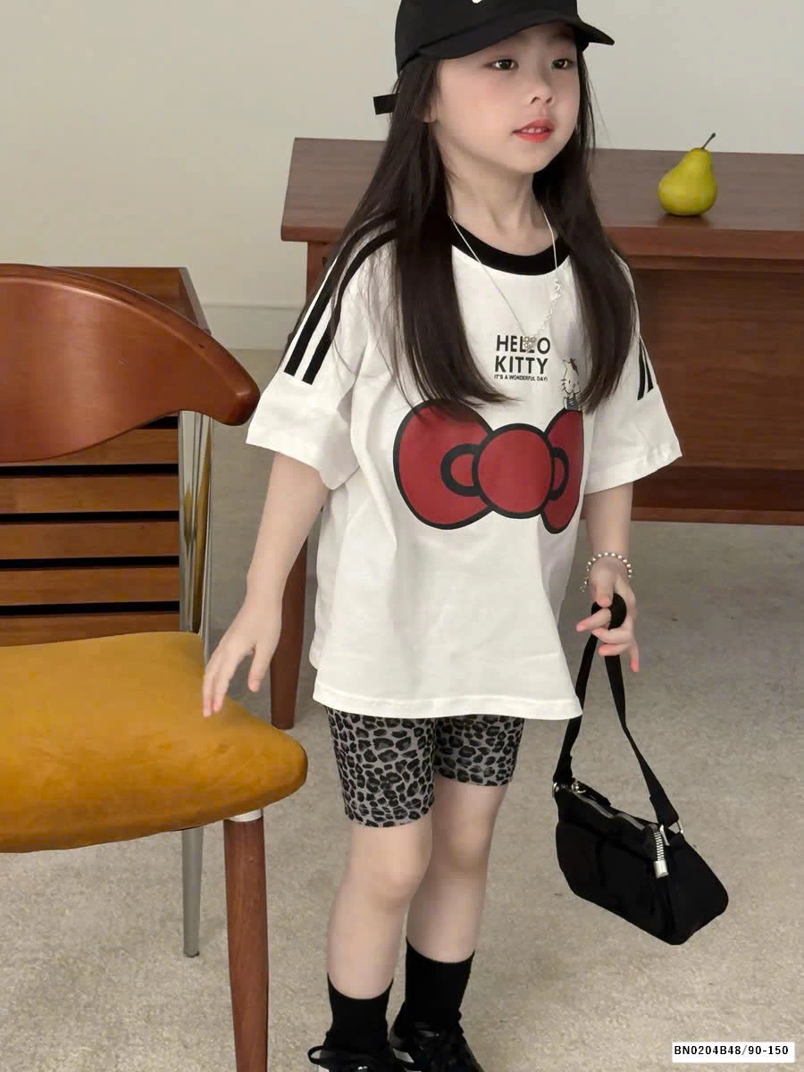 SÉT QUẦN LEG DA BÁO MIX ÁO THUN KITTY