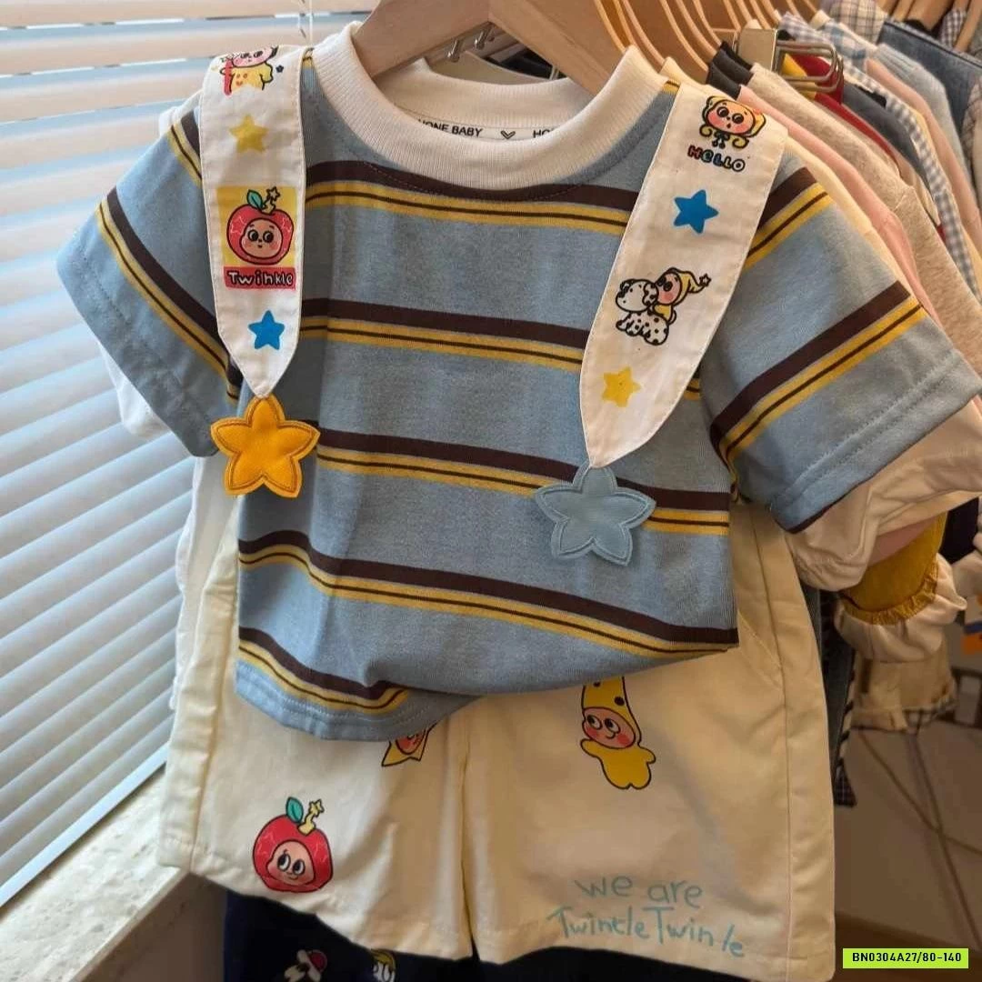 SÉT ÁO KẺ MIX SHORT THÔ MỀM