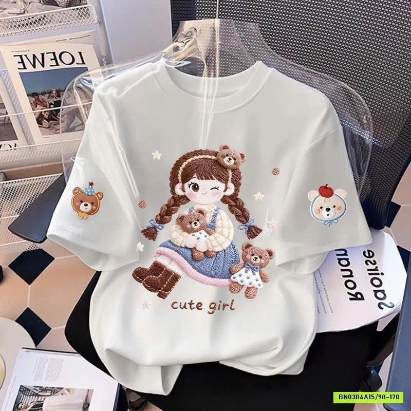 ÁO PHÔNG CỘC IN HÌNH CHO BÉ GÁI