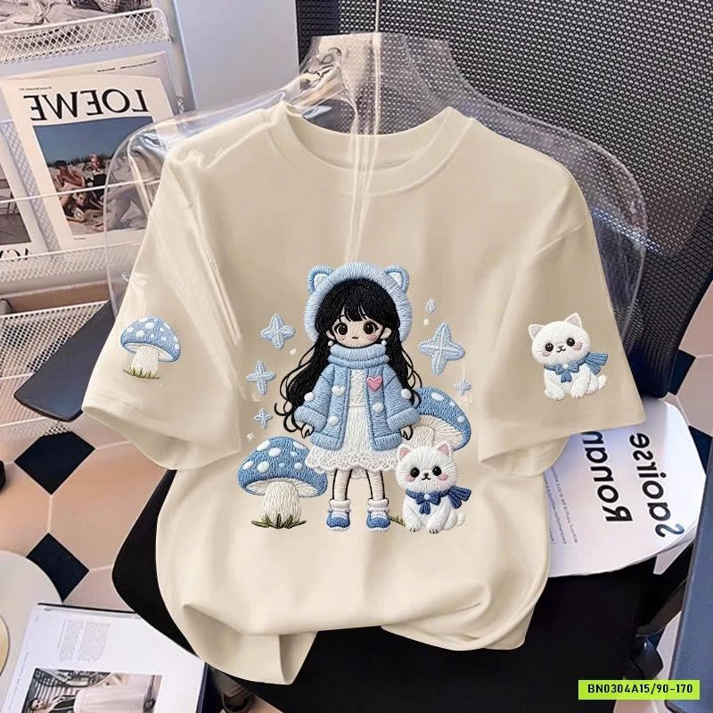 ÁO PHÔNG CỘC IN HÌNH CHO BÉ GÁI