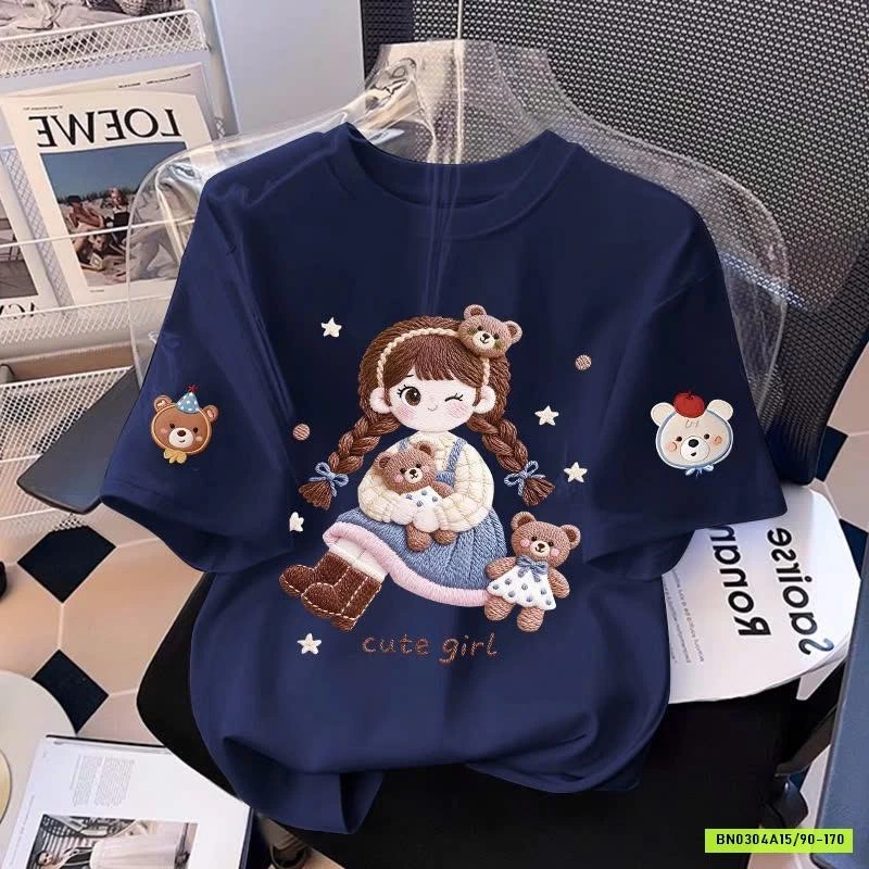 ÁO PHÔNG CỘC IN HÌNH CHO BÉ GÁI