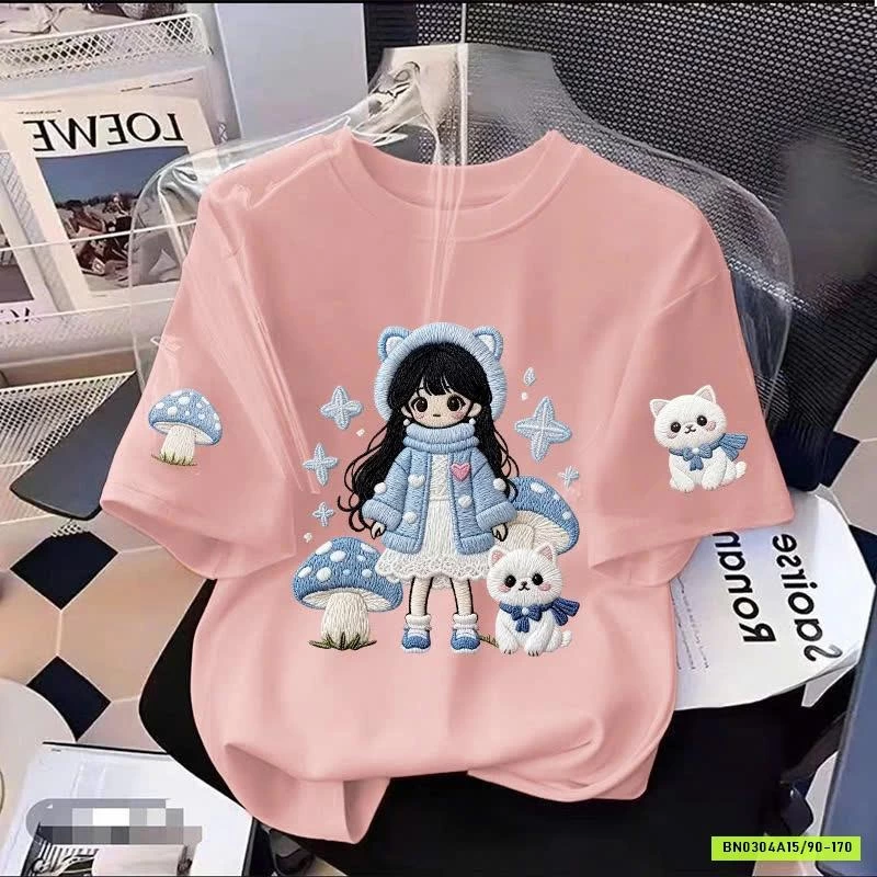 ÁO PHÔNG CỘC IN HÌNH CHO BÉ GÁI