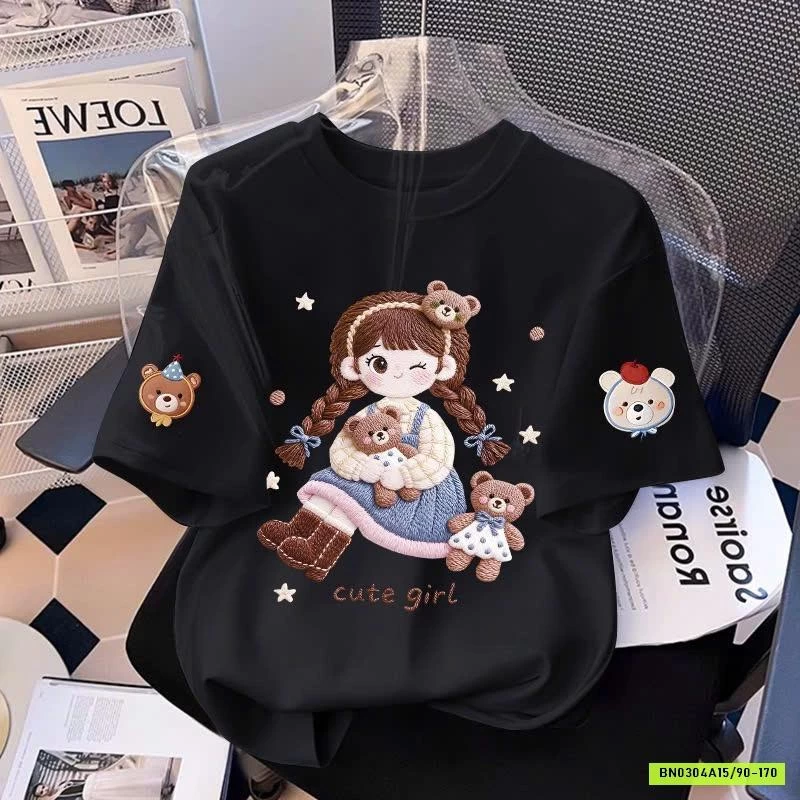 ÁO PHÔNG CỘC IN HÌNH CHO BÉ GÁI