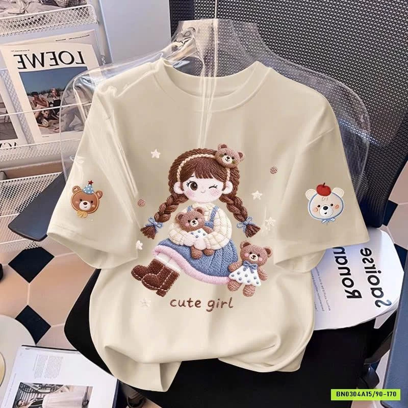 ÁO PHÔNG CỘC IN HÌNH CHO BÉ GÁI